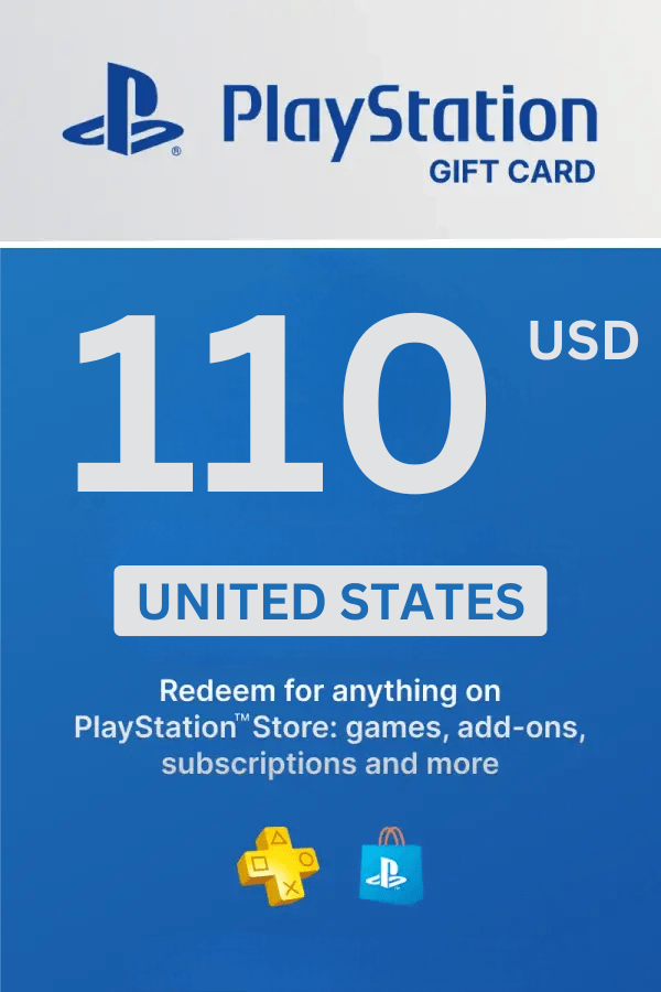 PlayStation Store 110 USD Gift Card PlayStation Store $110 USD Gift Card (United States) - Digital Code - Image 1