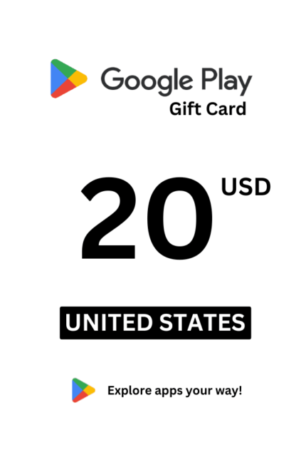 Google Play 20 USD Gift Card (United States) - Digital Code