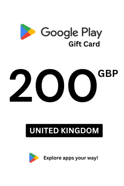 Google Play 200 GBP Gift Card (United Kingdom) - Digital Code
