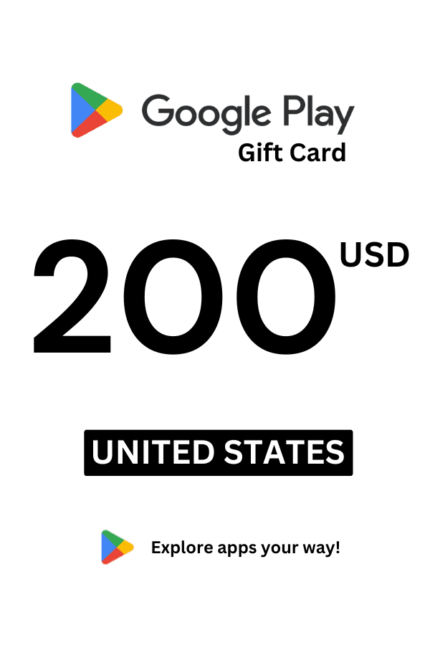 Google Play 200 USD Gift Card (United States) - Digital Code