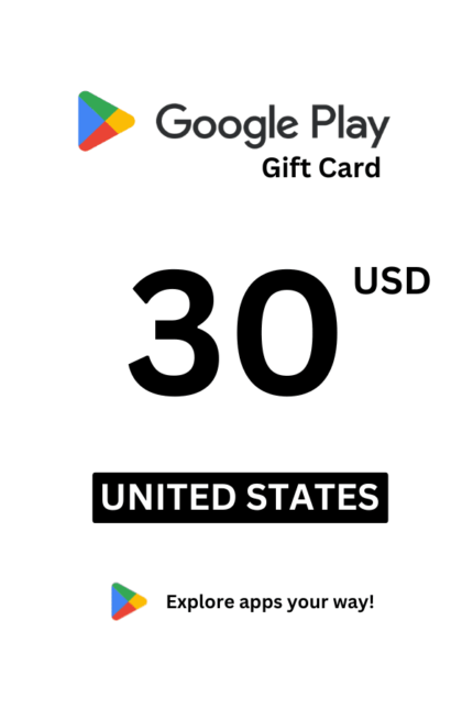 Google Play 30 USD Gift Card (United States) - Digital Code