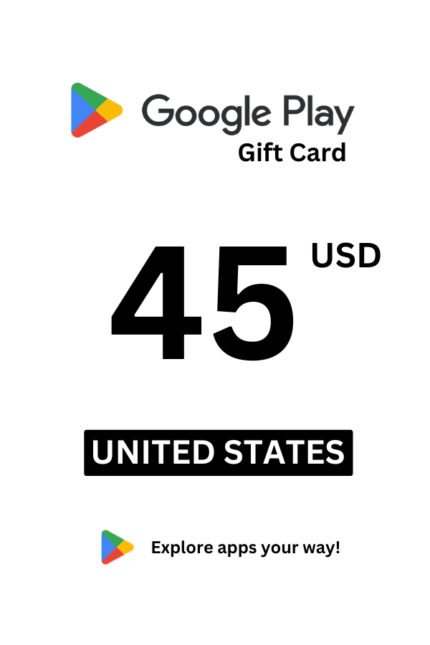 Google Play 45 USD Gift Card (United States) - Digital Code