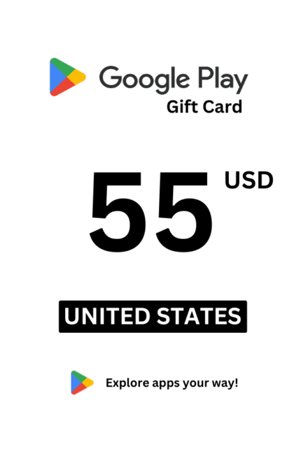 Google Play 55 USD Gift Card (United States) - Digital Code