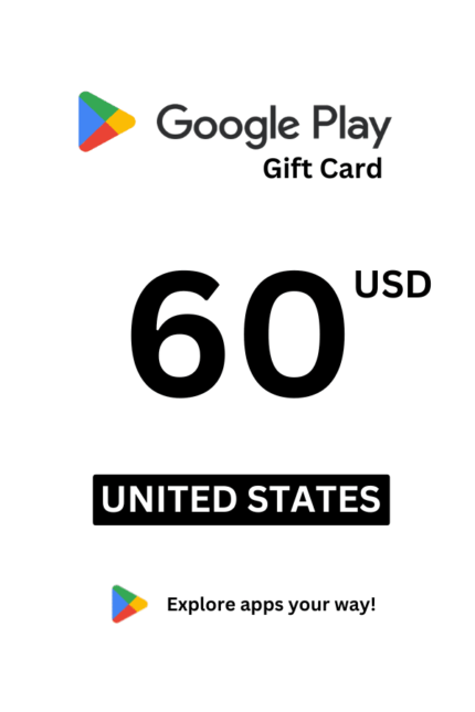 Google Play 60 USD Gift Card (United States) - Digital Code