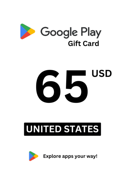 Google Play 65 USD Gift Card (United States) - Digital Code