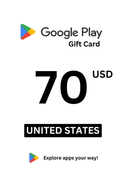 Google Play 70 USD Gift Card (United States) - Digital Code