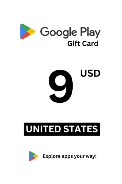 Google Play 9 USD Gift Card (United States) - Digital Code