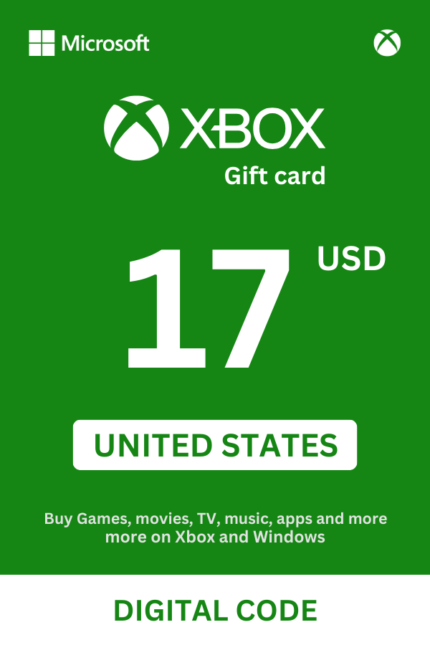 Xbox 17 USD Gift Card (United States) - Digital Code