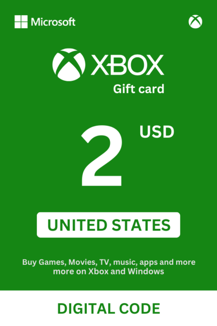 Xbox 2 USD Gift Card (United States) - Digital Code