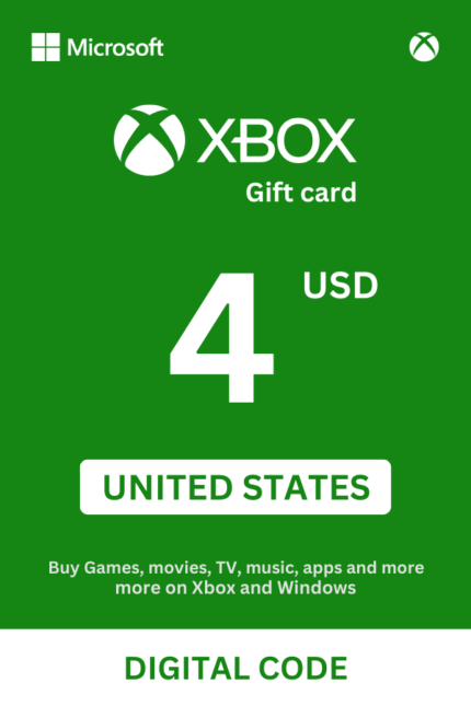 Xbox 4 USD Gift Card (United States) - Digital Code
