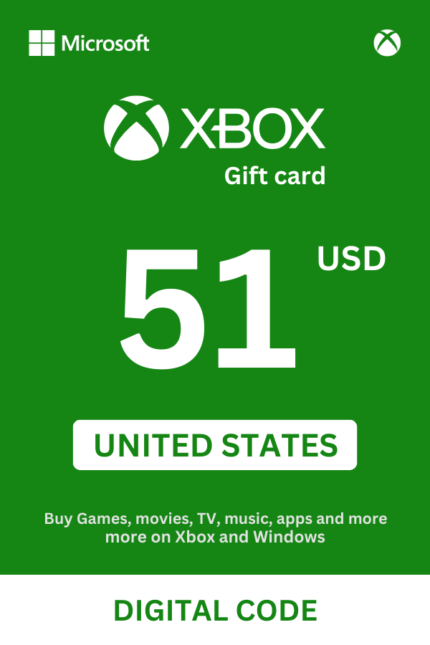 Xbox 51 USD Gift Card (United States) - Digital Code