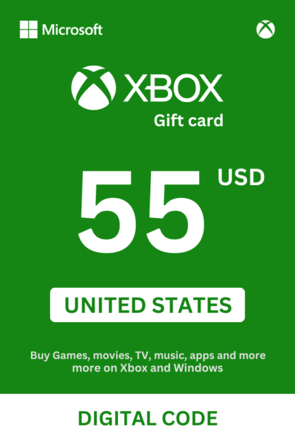 Xbox 55 USD Gift Card (United States) - Digital Code