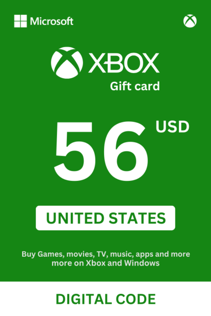 Xbox 56 USD Gift Card (United States) - Digital Code