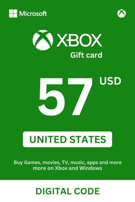 Xbox 57 USD Gift Card (United States) - Digital Code