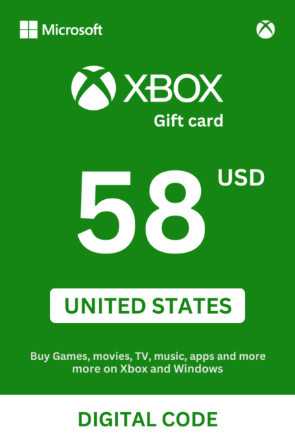 Xbox 58 USD Gift Card (United States) - Digital Code