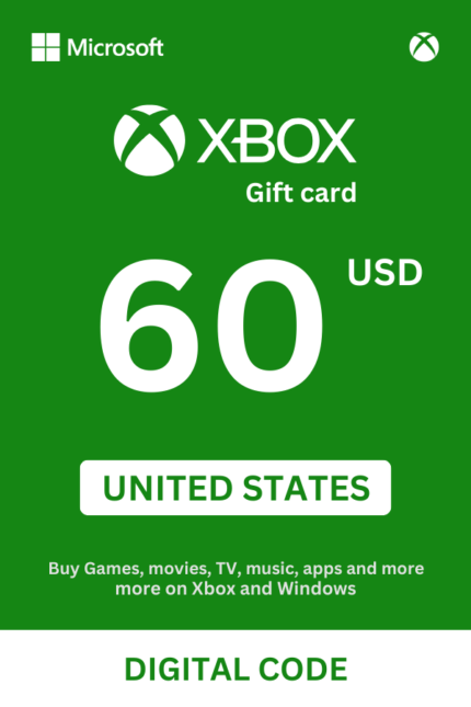 Xbox 60 USD Gift Card (United States) - Digital Code