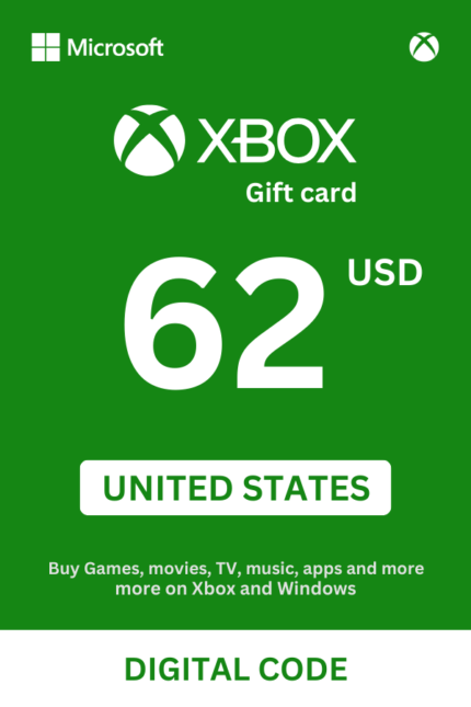 Xbox 62 USD Gift Card (United States) - Digital Code