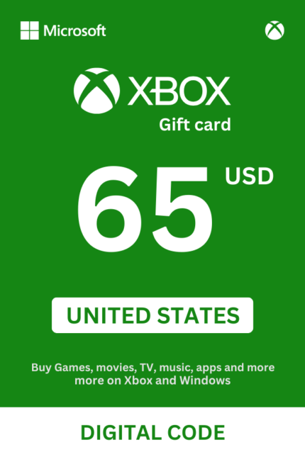 Xbox 65 USD Gift Card (United States) - Digital Code