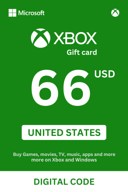 Xbox 66 USD Gift Card (United States) - Digital Code