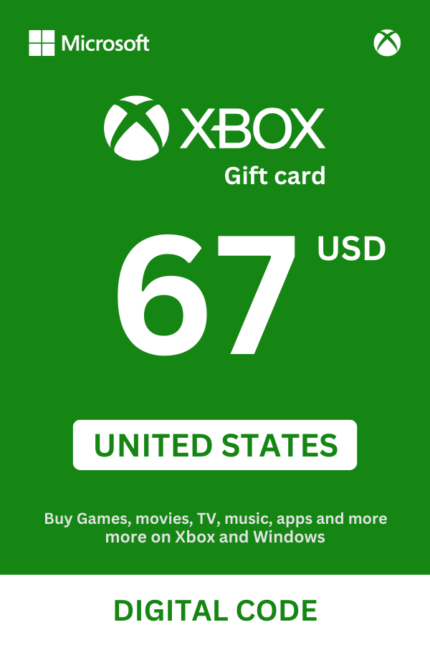 Xbox 67 USD Gift Card (United States) - Digital Code