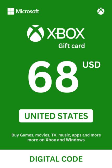 Xbox 68 USD Gift Card (United States) - Digital Code