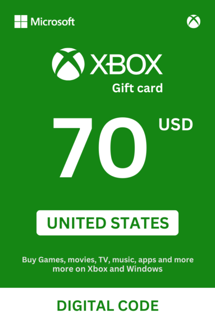 Xbox 70 USD Gift Card (United States) - Digital Code