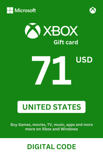 Xbox 71 USD Gift Card (United States) - Digital Code