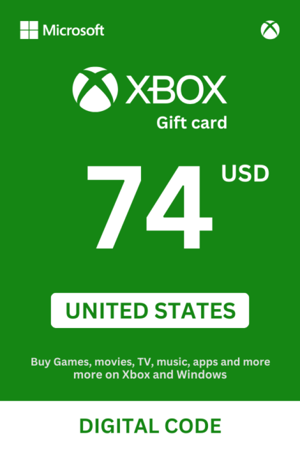 Xbox 74 USD Gift Card (United States) - Digital Code
