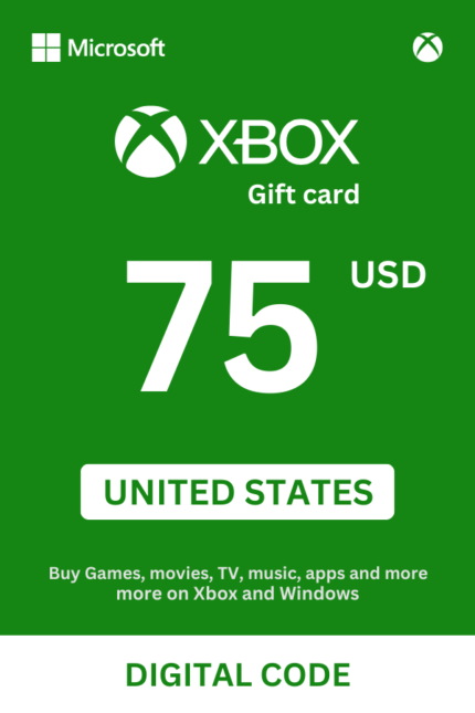Xbox 75 USD Gift Card (United States) - Digital Code