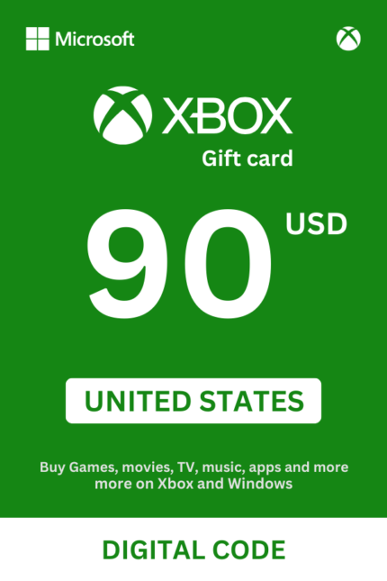 Xbox 90 USD Gift Card (United States) - Digital Code